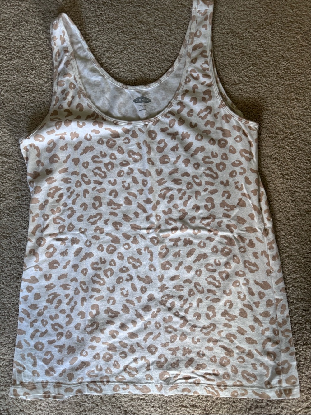 Old Navy Cream Tank Top with Tan Leopard Spots